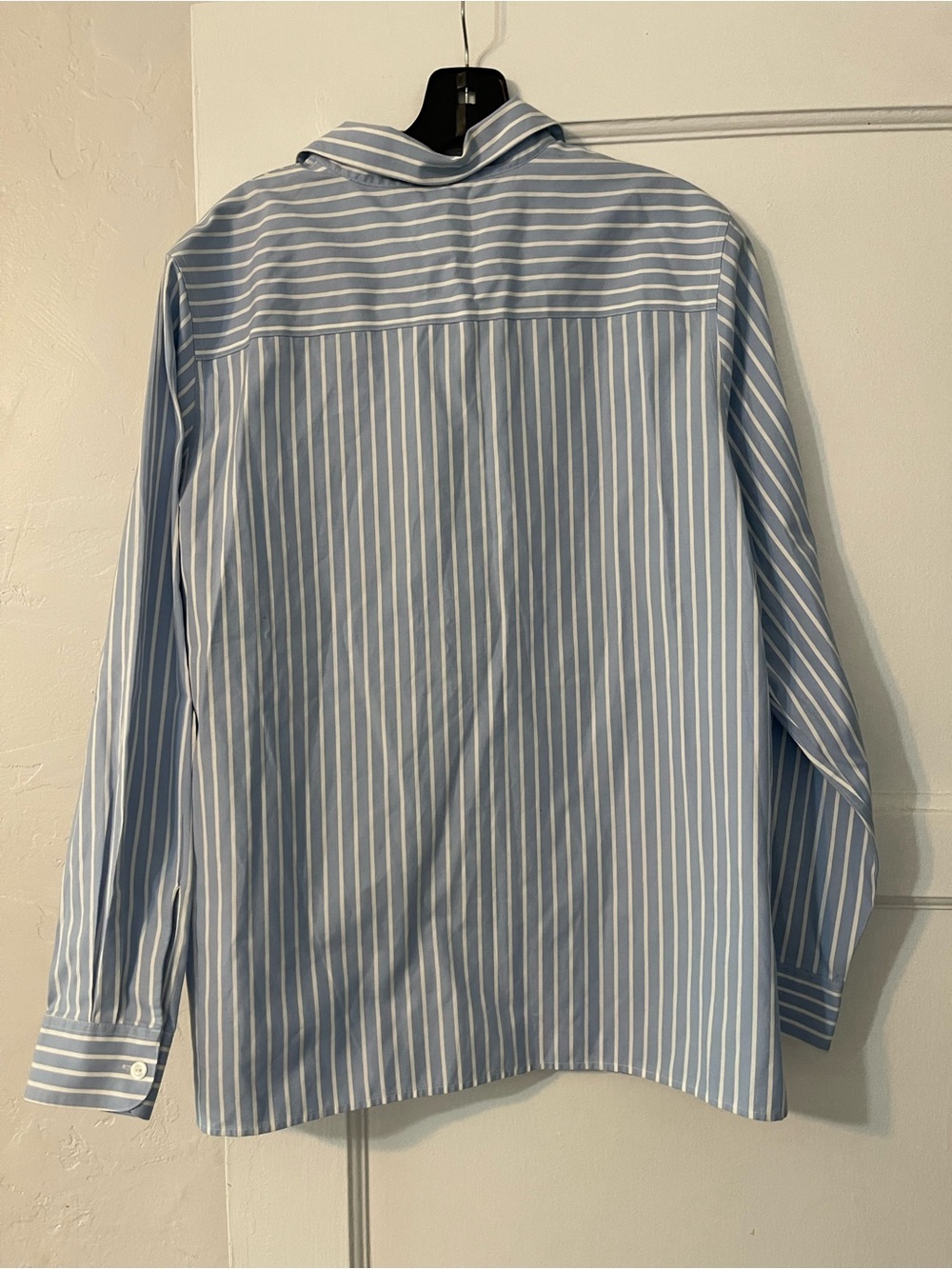 Foxcroft Jodie no iron pinpoint Blue and White Striped Button-Down Shirt - Picture 4 of 7